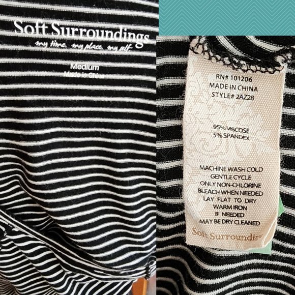 Soft Surroundings Black Striped Round Neck Flowy Midi Dress - Picture 4 of 4